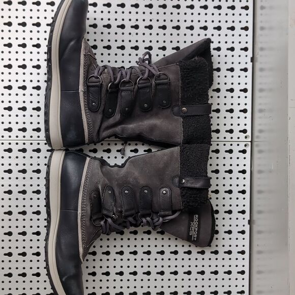 Rockport thinsulate grey leather upper lace up  tall boots size 7.5 - Picture 2 of 7